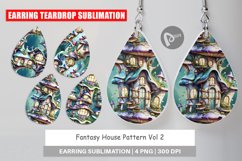 Earring Teardrop Fantasy House Pattern Product Image 1