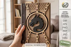 Fantasy Notebook Cover Laser Cut. Journal Cover. Dragon SVG Product Image 1