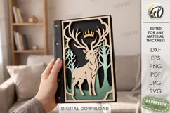 Fantasy Notebook Cover Laser Cut. Journal Cover. Deer SVG Product Image 1