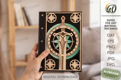 Fantasy Notebook Cover Laser Cut. Journal Cover. Sword SVG Product Image 1