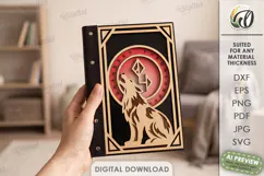 Fantasy Notebook Cover Laser Cut. Journal Cover. Wolf SVG Product Image 1