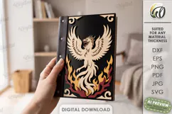 Fantasy Notebook Cover Laser Cut. Journal Cover. Phoenix SVG Product Image 1