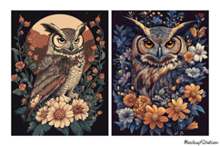 Whimsical Fantasy Floral Owls Digital Papers Product Image 2