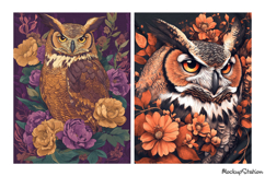 Whimsical Fantasy Floral Owls Digital Papers Product Image 3