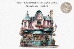Fantasy Pastel Store Bakery Shop Cafe House Architecture PNG Watercolor Transparent invitation t-shirt designs sublimation nursery printable art junk journaling Fantasy Pastel Store, Shop Clipart, Cafe House png, Floral Bakery Transparent detailed clip ar