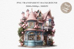 Fantasy Pastel Store Bakery Shop Cafe House Architecture PNG Watercolor Transparent invitation t-shirt designs sublimation nursery printable art junk journaling Fantasy Pastel Store, Shop Clipart, Cafe House png, Floral Bakery Transparent detailed clip ar