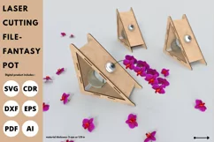 Fantasy flower pot | svg laser cutting file | Glowforge file Product Image 1