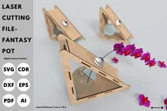 Fantasy flower pot | svg laser cutting file | Glowforge file Product Image 2