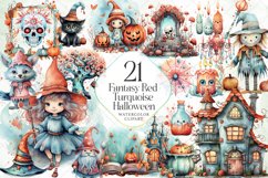 Fantasy Red Turquoise Halloween Clipart Product Image 1