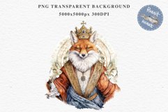 Fantasy Royal Fox King Queen Clipart PNG Scrapbooking Nursery Image Watercolor Transparent Print illustration designs sublimation kids Fairy Tale Children book  watercolor fantasy Royal Fox King Queen, fairy tales clipart, sublimation nursery art, childre