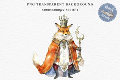 Fantasy Royal Fox King Queen Clipart PNG Scrapbooking Nursery Image Watercolor Transparent Print illustration designs sublimation kids Fairy Tale Children book  watercolor fantasy Royal Fox King Queen, fairy tales clipart, sublimation nursery art, childre