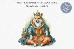 Fantasy Royal Fox King Queen Clipart PNG Scrapbooking Nursery Image Watercolor Transparent Print illustration designs sublimation kids Fairy Tale Children book  watercolor fantasy Royal Fox King Queen, fairy tales clipart, sublimation nursery art, childre