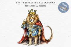 Fantasy Royal Lion King Queen Clipart PNG Scrapbooking Image Watercolor Transparent Print illustration designs sublimation kids Fairy Tale Children book watercolor fantasy Royal Lion King Queen, fairy tales clipart, sublimation nursery art children book