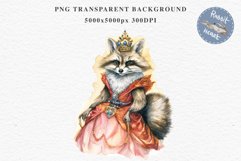 Fantasy Royal Raccoon King Queen Clipart PNG Scrapbooking Image Watercolor Transparent Print illustration designs sublimation kids Fairy Tale Children book  watercolor fantasy Royal Raccoon King Queen, fairy tales clipart, sublimation nursery art book