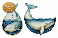 Whimsical Whales Clipart - 4 PNG Files Product Image 4