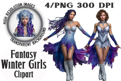 Fantasy Winter Girls Clipart Sublimation Product Image 1