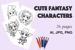 Coloring Page For Kids Cute Fantasy Characters Product Image 1