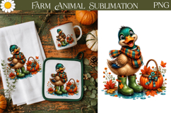 Cute Duck Pumpkin Clipart | Fall Farm Sublimation Product Image 1