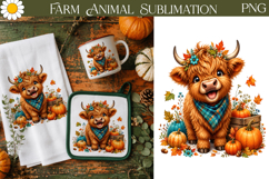 Highland Cow PNG | Fall Farm Animal Sublimation Art Product Image 1