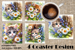 Funny farm animal Coaster Sublimation |flower Product Image 1