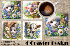 Funny farm animal Coaster Sublimation |flower Product Image 1