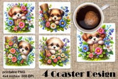 Funny farm animal Coaster Sublimation |flower Product Image 1
