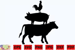 Farm Animal SVG | Cow SVG | Pig SVG | Chicken SVG | Rooster Product Image 2