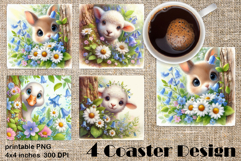 Funny farm animal Coaster Sublimation |flower Product Image 1
