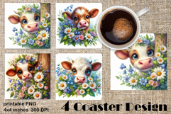 Funny farm animal Coaster Sublimation |flower Product Image 1