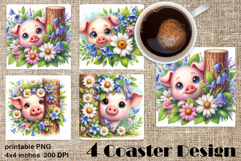 Funny farm animal Coaster Sublimation |flower Product Image 1