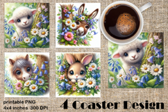 Funny farm animal Coaster Sublimation |flower Product Image 1