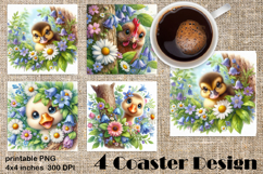 Funny farm animal Coaster Sublimation |flower Product Image 1
