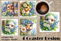 Funny farm animal Coaster Sublimation |flower Product Image 1