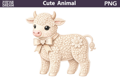 Lace Cow Clipart | Spring Farm Animal Sublimation Product Image 1