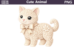 Lace Cat Clipart | Spring Farm Animal Sublimation Product Image 1