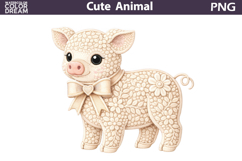 Lace Pig Clipart | Spring Farm Animal Sublimation Product Image 1