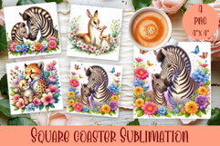 Square Coaster sublimation | cute animal Mom and baby Product Image 1