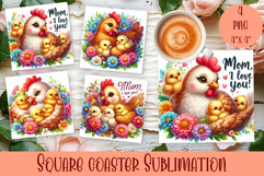 Square Coaster sublimation | cute animal Mom and baby Product Image 1