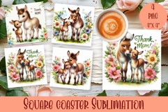 Square Coaster sublimation | cute animal Mom and baby Product Image 1