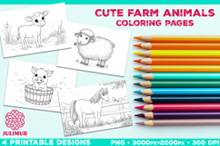 Adorable Farm Animal Coloring Page. Printable Farm Animals Product Image 1