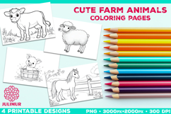 Adorable Farm Animal Coloring Page. Printable Farm Animals Product Image 1