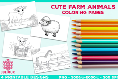 Adorable Farm Animal Coloring Page. Printable Farm Animals Product Image 1
