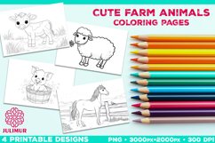 Adorable Farm Animal Coloring Page. Printable Farm Animals Product Image 1