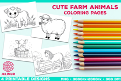Adorable Farm Animal Coloring Page. Printable Farm Animals Product Image 1