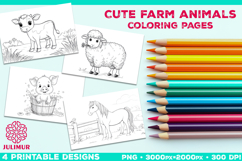 Adorable Farm Animal Coloring Page. Printable Animals Bundle Product Image 7
