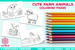 Adorable Farm Animal Coloring Page. Printable Farm Animals Product Image 1