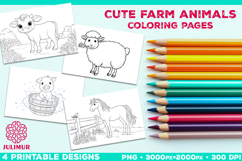 Adorable Farm Animal Coloring Page. Printable Farm Animals Product Image 1