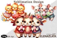 Spring animal clipart|Cute easter animals clipart Product Image 1