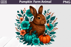 Brown Bunny Pumpkin Clipart | Farm Hare Sublimation Product Image 1