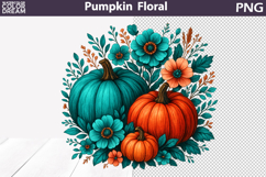 Pumpkin Floral Clipart | Fall Sublimation Product Image 1